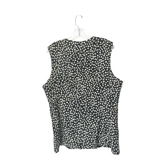 Vintage Talbots Black Tan Floral Print Button Front V-Neck Vest Size 14 - Picture 7 of 10